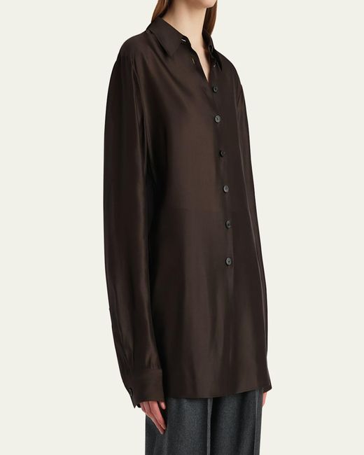 Khaite Black Auryn Button-Down Twill Top