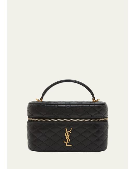 Saint Laurent Black Vanity Mini Quilted Leather Top-handle Bag