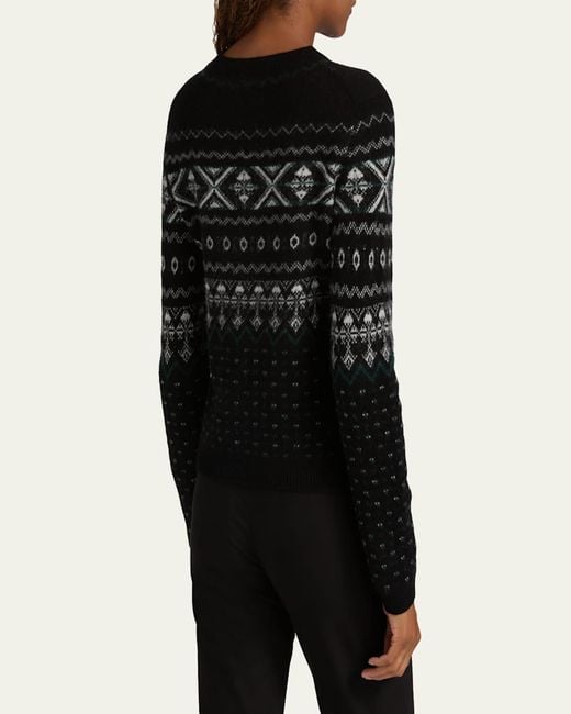 Vince Black Cashmere Fairisle Crewneck Sweater