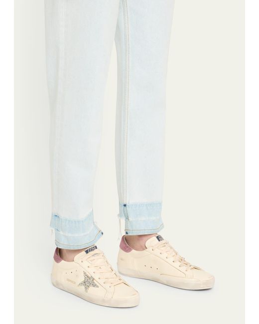 Golden Goose Deluxe Brand Natural Superstar Glitter Leather Low-top Sneakers