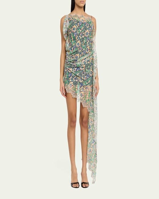 Christopher Esber Draped Hand-Painted Lace Dress in Green | Lyst Christopher Esber Draped Hand-Painted Lace Dress in Green | Lyst