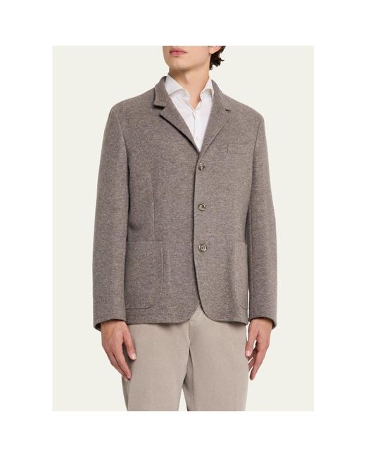 Fedeli Brown Double-Face Cashmere Chore Jacket for men