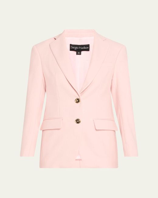 Sergio Hudson Pink Single-Breasted Wool Blazer