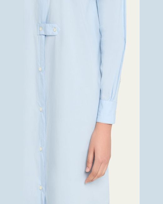 Officine Generale Blue Isana Long-Sleeve Organic Cotton Dress