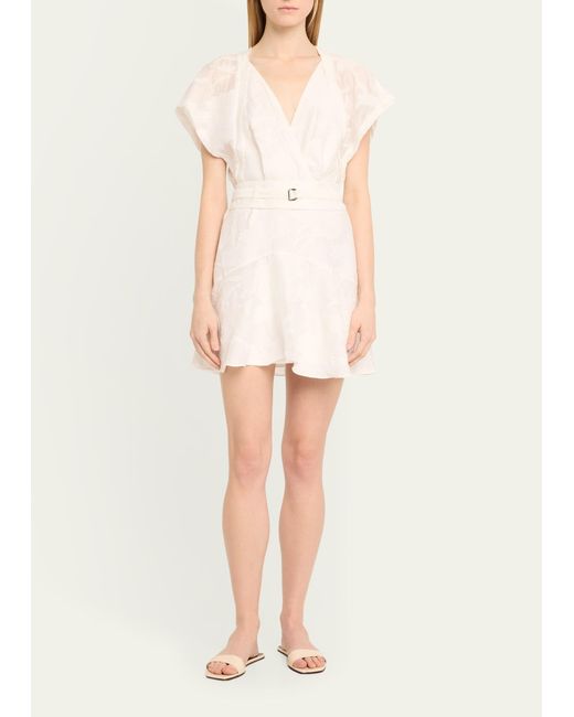 IRO Natural Fabiana Short-sleeve Belted Mini Dress