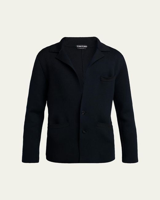 Tom Ford Blue Double-Face Wool Sweater Jacket for men