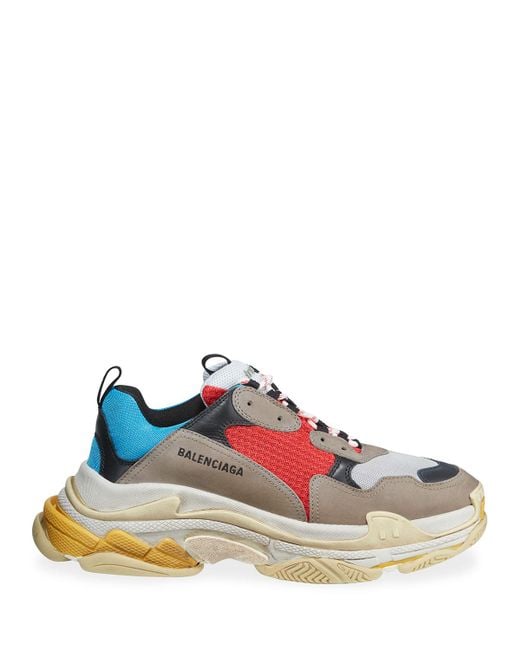 Balenciaga Men's Triple S Mesh & Leather Sneakers in Blue for Men - Save 3% - Lyst