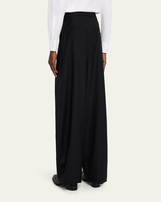 Willy Chavarria Black Pleated Wide-Leg Trousers for men