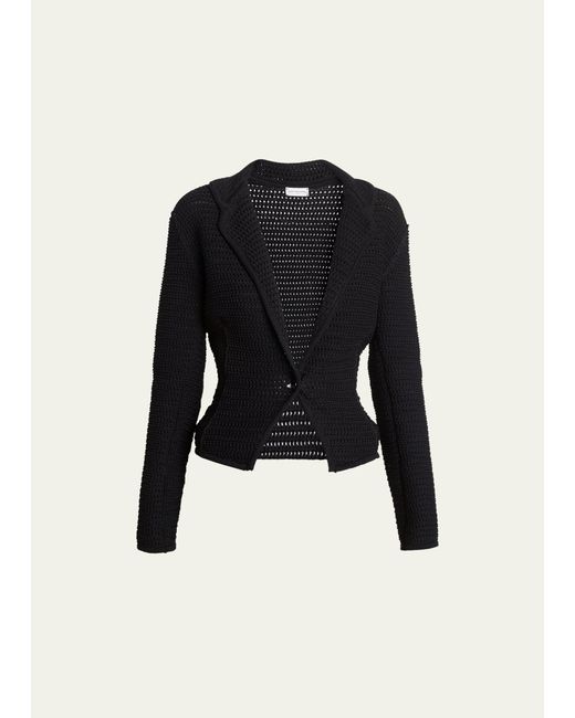 Dries Van Noten Black Tiara Cotton Open-knit Cutaway Jacket