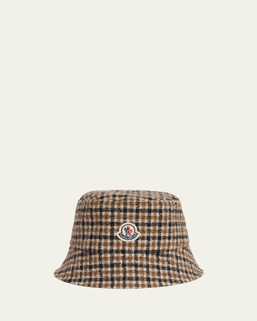 Moncler Natural Check Logo Bucket Hat