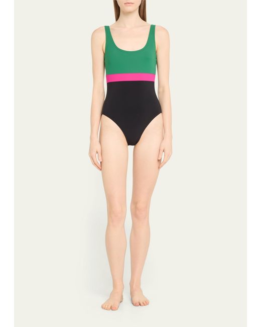 Karla Colletto Green Marcella Scoop-neck Silent Underwire One-piece Swimsuit