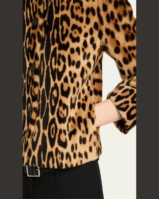 Nili Lotan Natural Montmartre Leopard Shearling Cropped Jacket