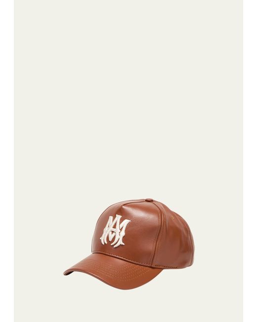 Amiri Pink Leather Ma Baseball Hat for men