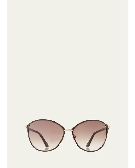 Tom Ford Natural Penelope Metal Butterfly Sunglasses