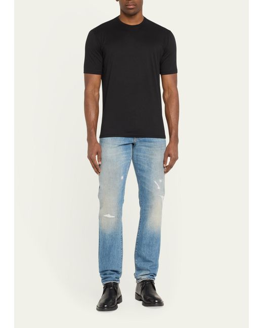 Cesare Attolini Black Cotton Crew T-shirt for men