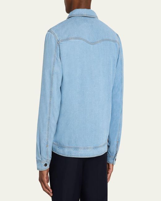 Officine Generale Blue Hany Washed Lyocell Button-Down Workshirt for men