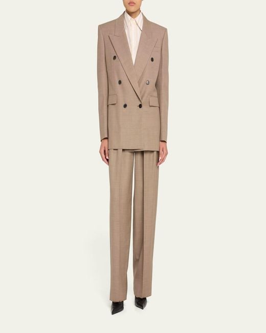 Saint Laurent Natural Double-Breasted Blazer