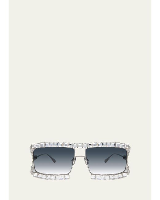 Anna Karin Karlsson Blue Crystal Boo Titanium Aviator Sunglasses