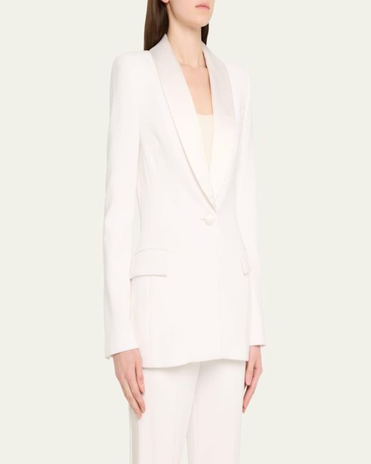 Sergio Hudson Natural Satin Shawl Lapel One-Button Blazer