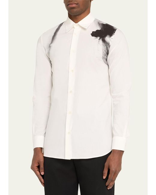 Alexander McQueen Natural Cotton Poplin Dragonfly Harness-print Dress Shirt for men