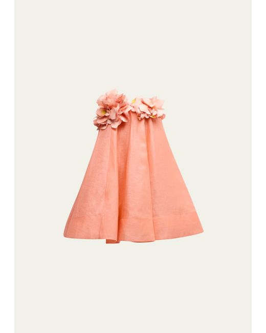 Zimmermann Pink Natura Strapless Floral Mini Dress