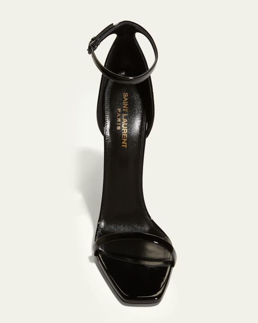 Saint Laurent White 110Mm Opyum Ysl Patent Leather Sandals With Hardware