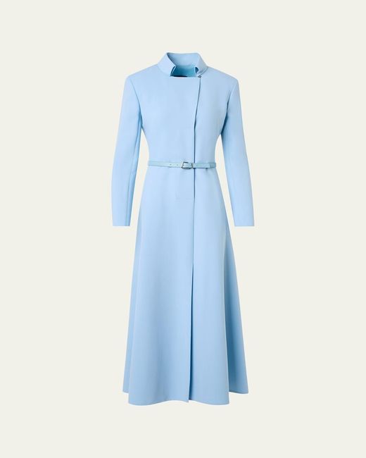 akris blue dress Techno Taffeta Maxi Dress with Flounces teal / 10