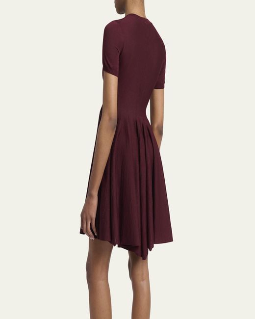 Alaa Short-Sleeve Fit-&-Flare Mini Dress in Purple | Lyst