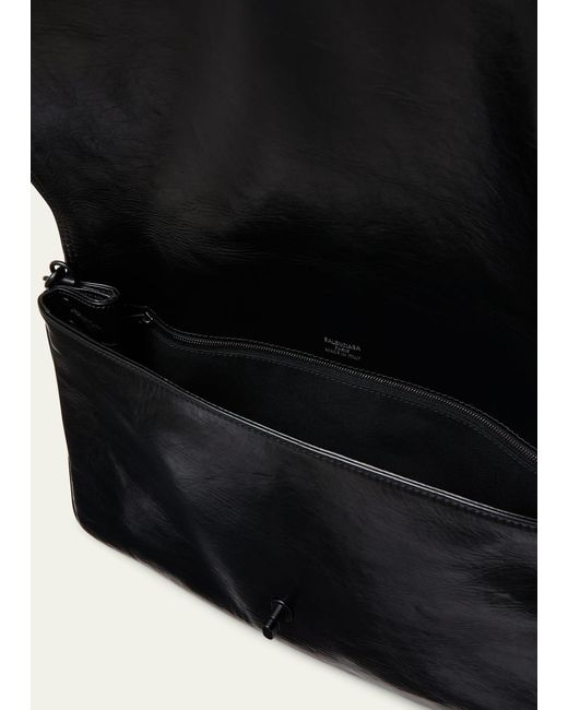 Balenciaga Black Large Flap Leather Shoulder Bag