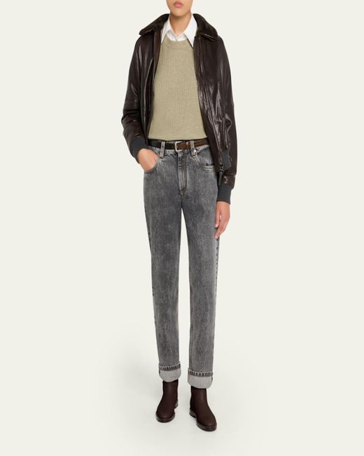 Brunello Cucinelli Natural Sparkling Cashmere Winter Vanise Crewneck Sweater