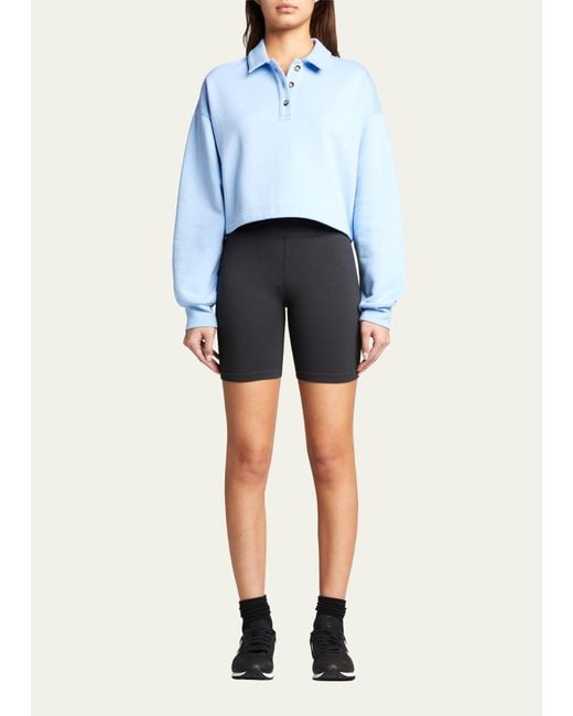 Alo Yoga Blue Polo Club Henley Pullover Sweatshirt