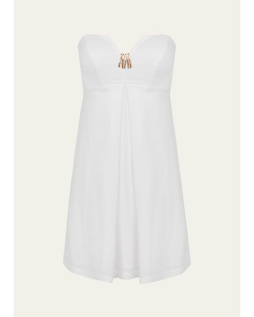 ViX White Solid Lucile Detail Strapless Mini Dress