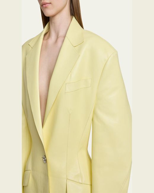 Givenchy Yellow Leather Cocoon Coat