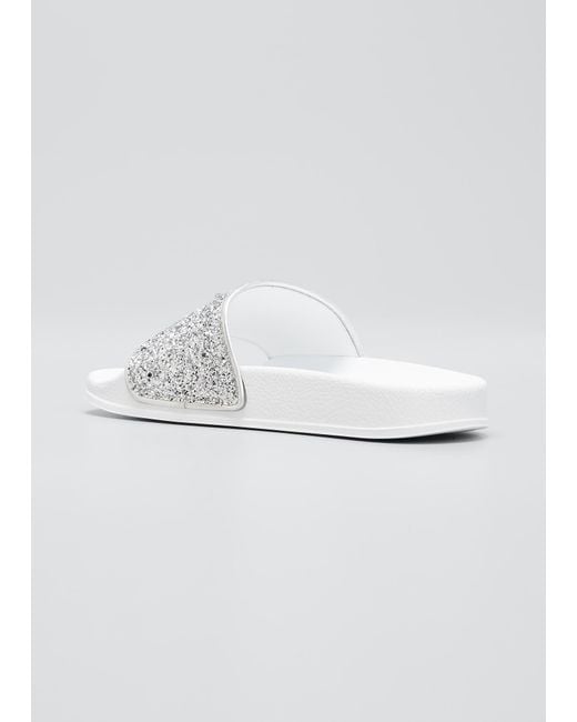 Giuseppe Zanotti Sierra Glitter Pool Slide Sandals in White for Men | Lyst