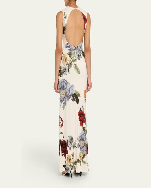 Alice + Olivia White Delora Open-Back Sleeveless Maxi Dress