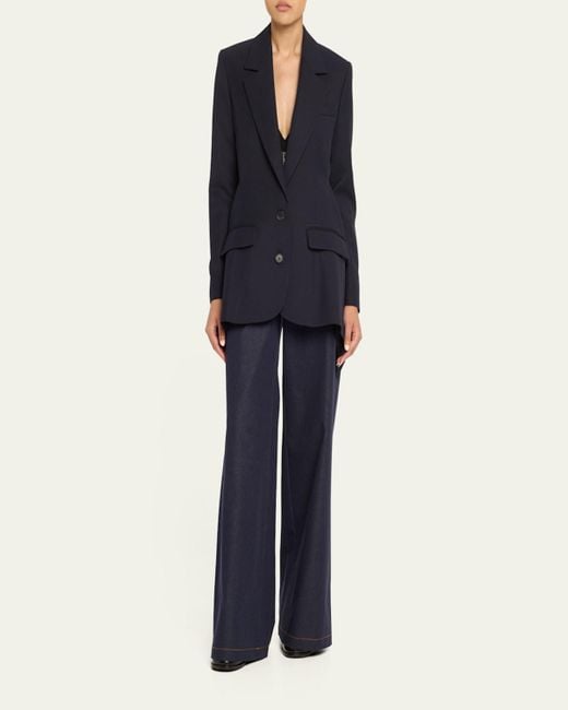 Monse Blue Oversized Slashed Wool Blazer Jacket