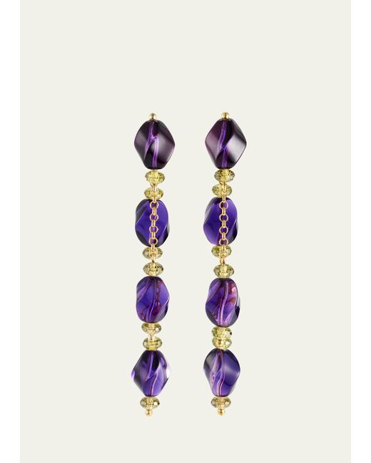 Grazia And Marica Vozza Multicolor Amethyst Front And Back Earrings With Peridot