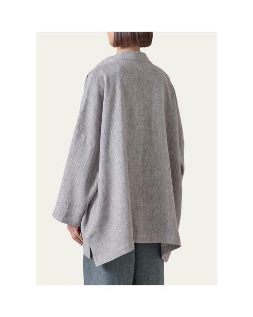 Eskandar Gray Longer Back Wide Mandarin Jacket