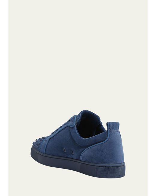 Christian Louboutin Blue Louis Junior Spikes Low-top Suede Sneakers for men