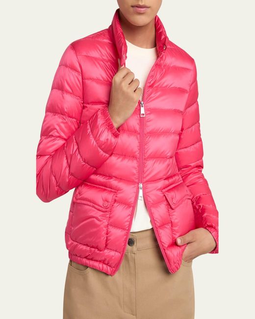 Moncler Pink Lans Short Down Jacket