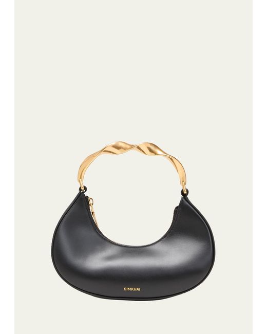Jonathan Simkhai Black Nixi Twist Leather Top-handle Bag