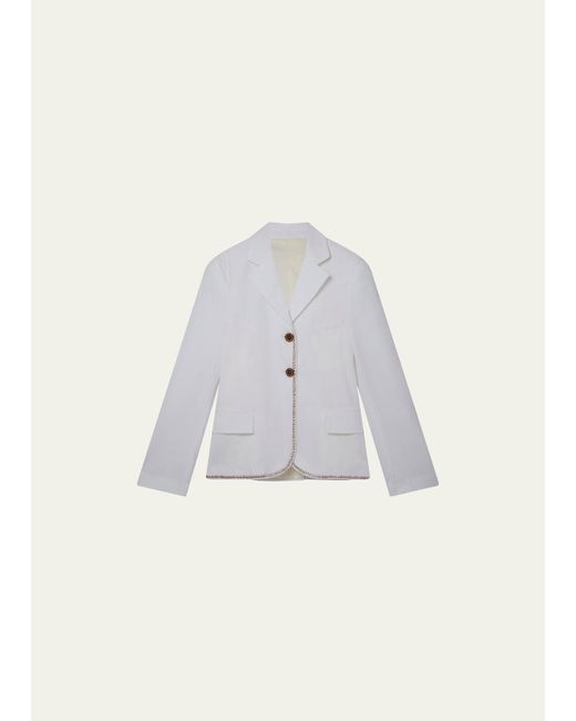 Wales Bonner White Truth Embellished-trim Jacket