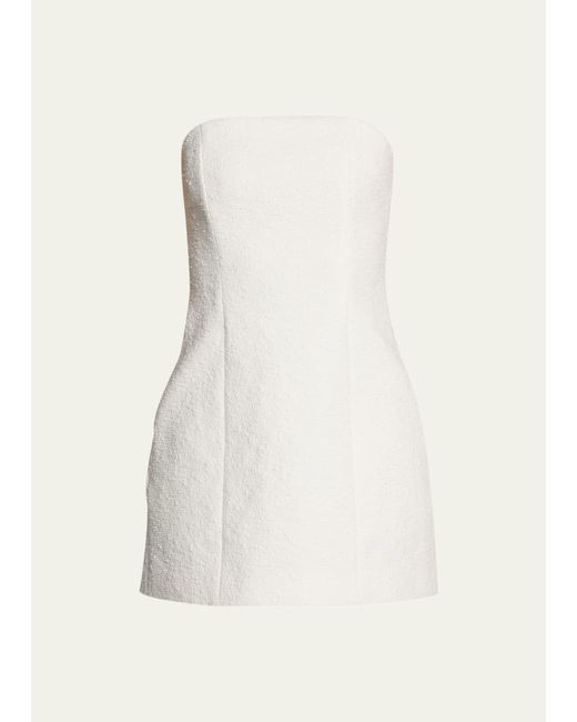 Anna Quan White Paris Textured Strapless Mini Dress