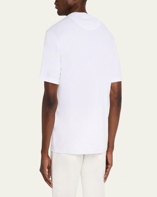 Brioni White Sea Island Cotton Crewneck T-Shirt for men