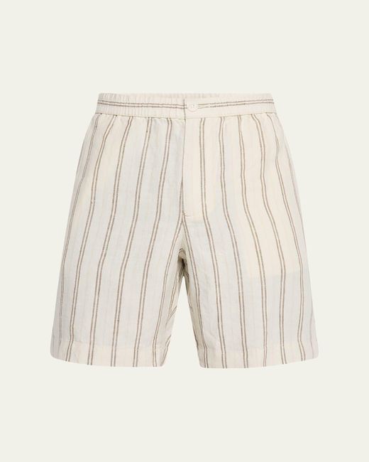 Vince Natural Mesa Stripe Hemp Beach Shorts for men