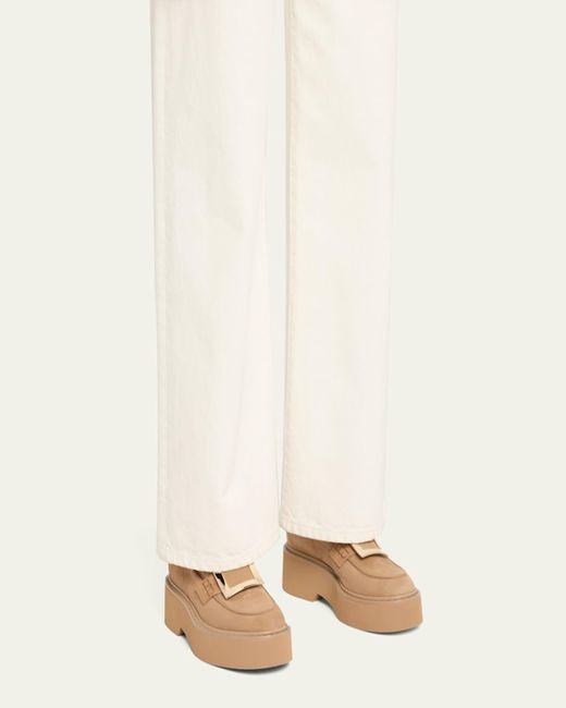 Roger Vivier Brown Viv Rangers Suede Metal-Buckle Loafers