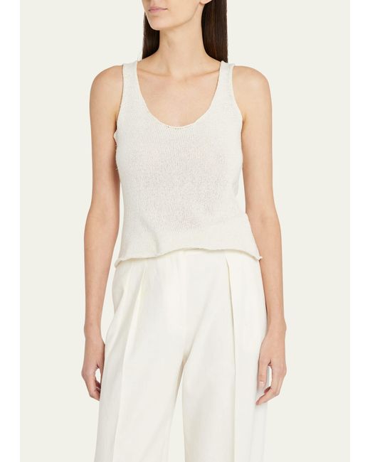 The Row Natural Favana Open-knit Scoop Tank Top