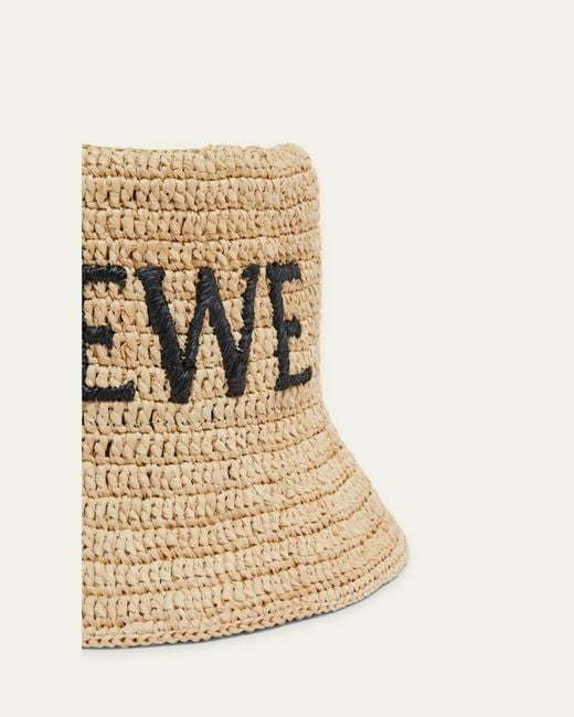 Loewe Natural Logo Woven Raffia Bucket Hat