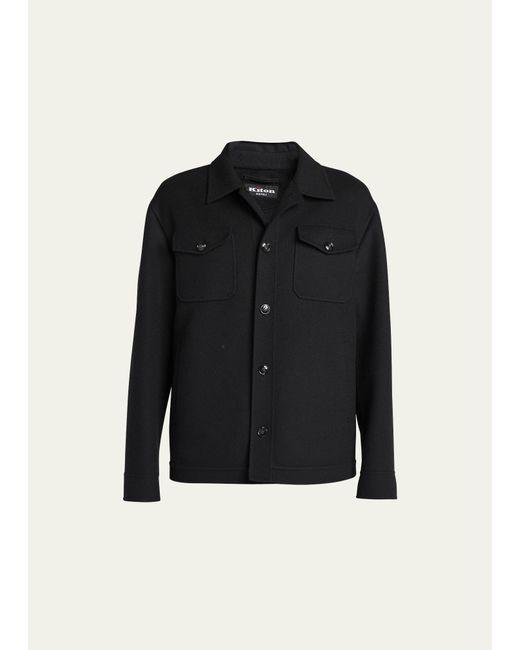 Kiton Black Wool-cashmere Shirt Jacket for men