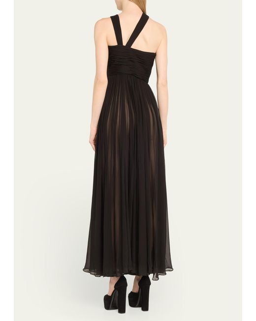 Michael Kors Black One-shoulder Maxi Silk Goddess Gown